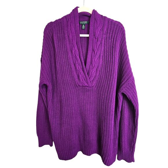 Lauren Ralph Lauren Womens Chunky Oversized Grandpa Sweater Preppy Old Money XL - Picture 1 of 7